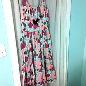 Mary Blair Lips and Roses pink dress